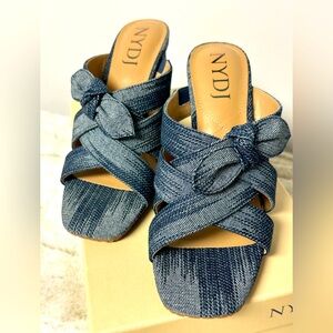 NYDJ Loreri Mule Sandals in Streaked Denim.  
Size 7.5